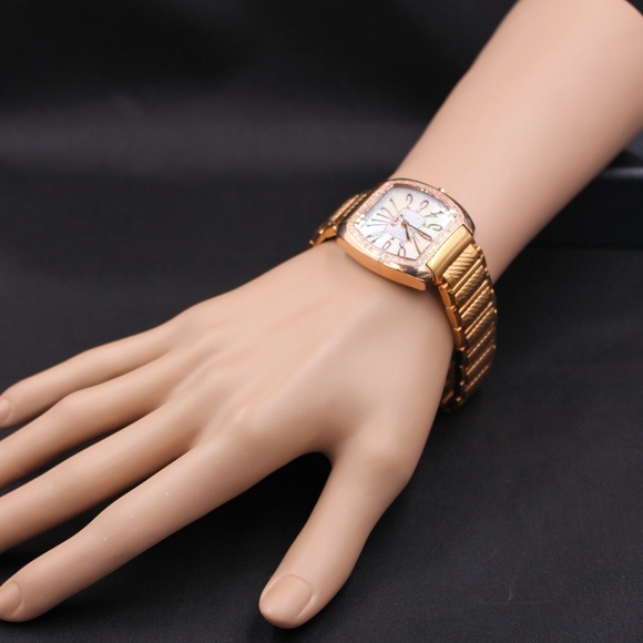 Gold Diamond White Dial Unisex Watch main image 5